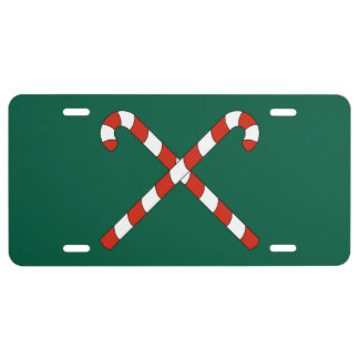 Candy Canes Crossed License Plate