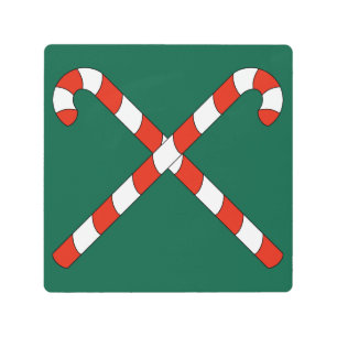 Candy Canes Crossed Metal Print