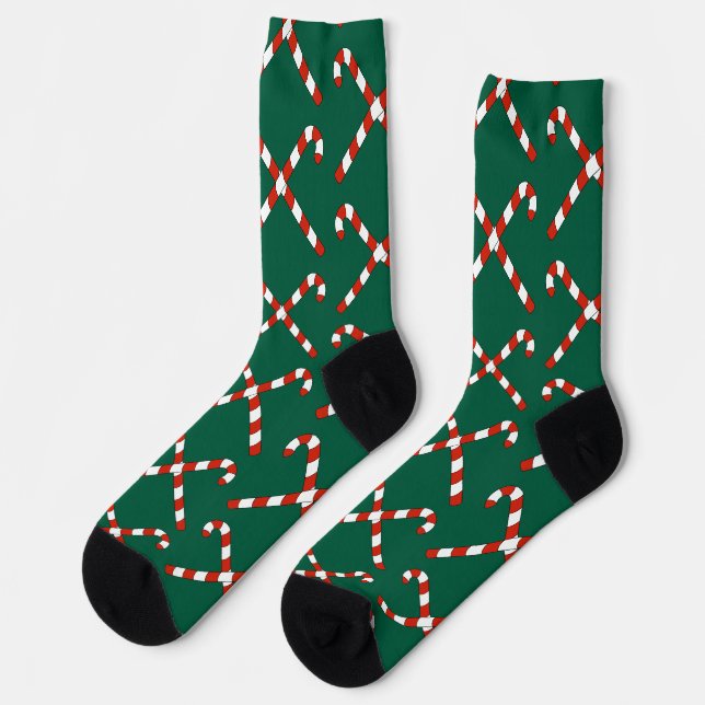 Candy Canes Crossed Socks (Left)