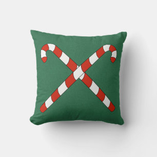Candy Canes Crossed Throw Pillow