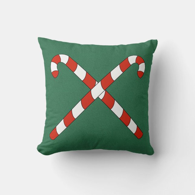 Candy Canes Crossed Throw Pillow (Front)
