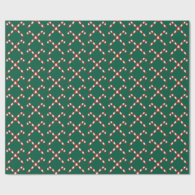 Candy Canes Crossed Wrapping Paper (Flat)