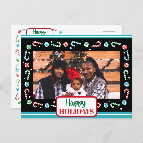 Candy canes frame add your own photo postcard