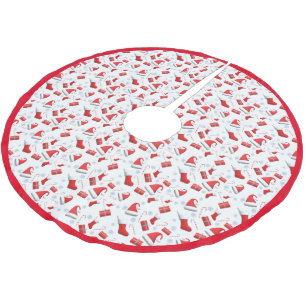Candy Canes, Gifts and Santa Hats Christmas Brushed Polyester Tree Skirt