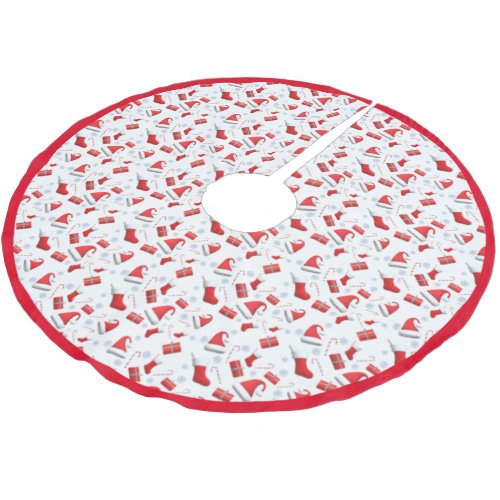 Candy Canes Gifts and Santa Hats Christmas Brushed Polyester Tree Skirt