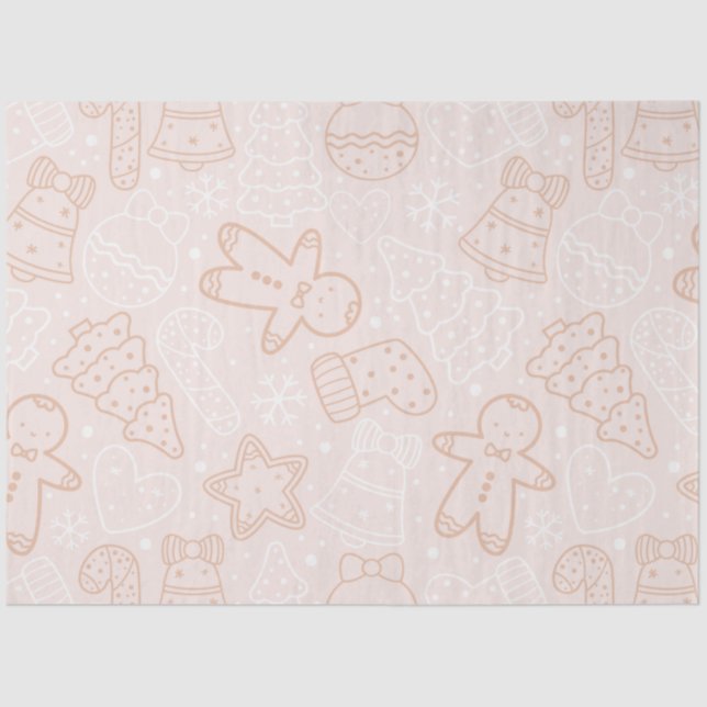Candy Canes Gingerbread Men Stars Christmas Tissue Paper (Front)
