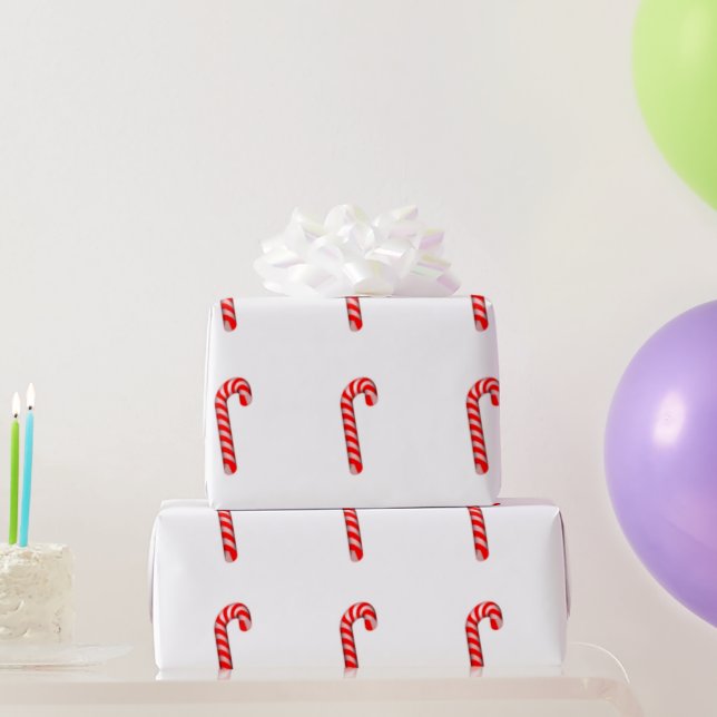 Candy Canes Glossy Wrapping Paper (Party Gifts)