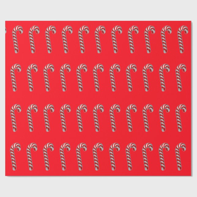 Candy Canes Glossy Wrapping Paper (Flat)