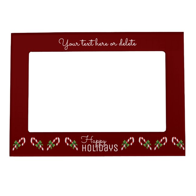 Candy Canes Happy Holidays Personalized Magnetic F Magnetic Frame (Front)