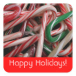 Candy Canes Happy Holidays Square Sticker