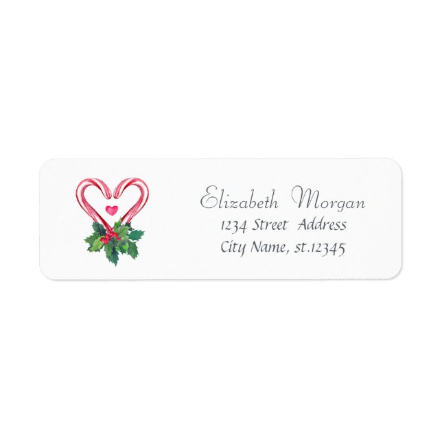 Candy Canes,Holly Berry Holiday,Christmas Label (Front)