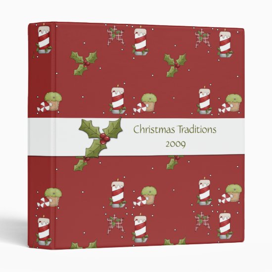 Candy Canes Holly Christmas Recipe Album Binder