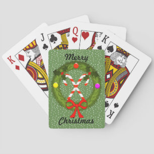 Candy Canes in Wreath Christmas Playing Cards