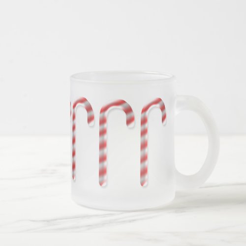 Candy Canes Marching Frosted Glass Coffee Mug