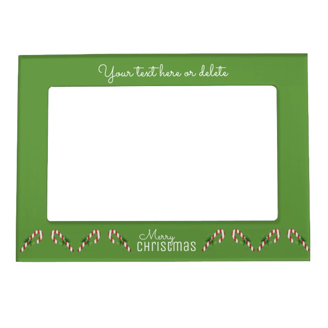 Candy Canes Merry Christmas Personalized Magnetic Frame (Front)