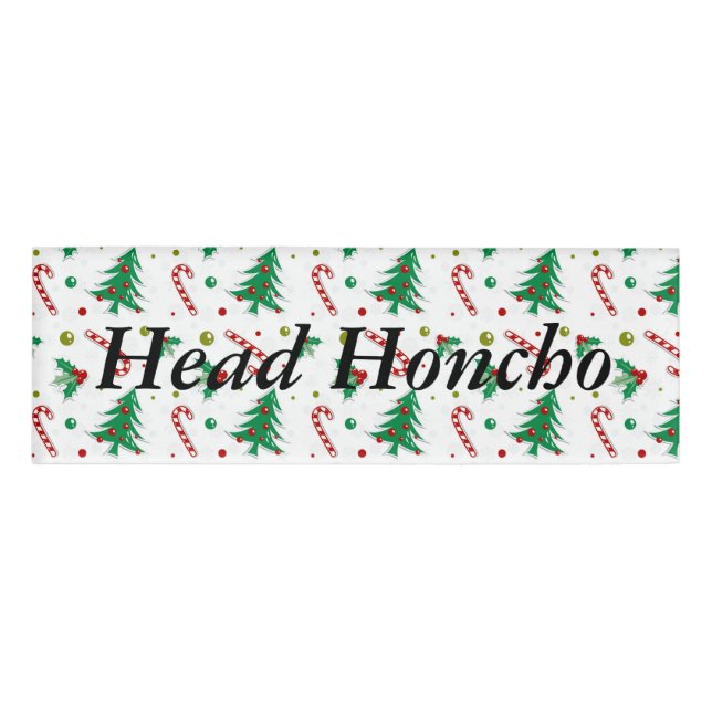 Candy Canes, Mistletoe, and Christmas Trees Name Tag (Front)