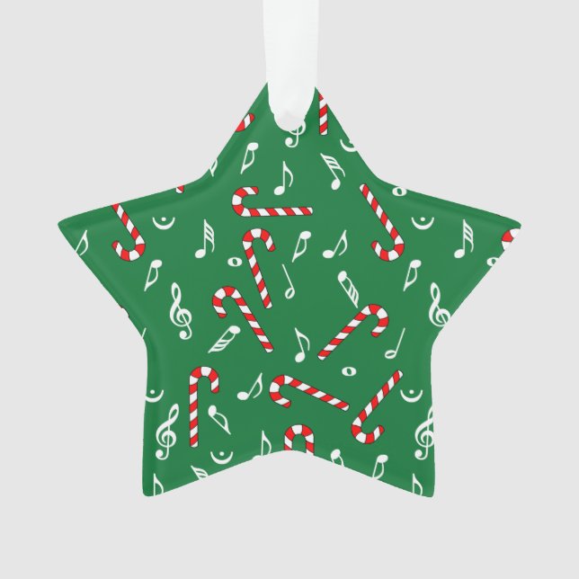 Candy Canes Music Notes Ornament (Front)
