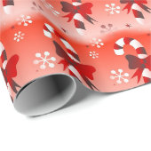 Candy Canes on Red Wrapping Paper (Roll Corner)