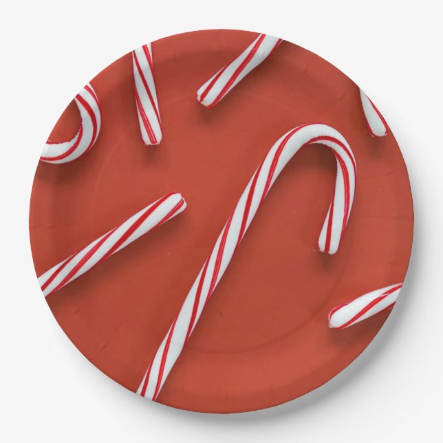 Candy Canes Paper Plates (Front)