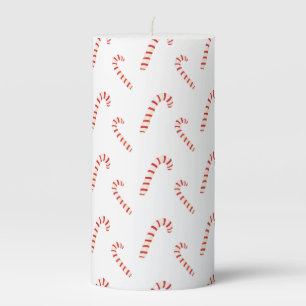 Candy Canes Pattern Pillar Candle