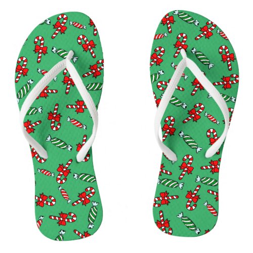 Candy Canes & Peppermints Holiday Flip Flops