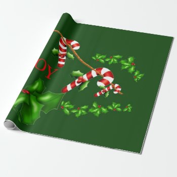 Candy Canes Photo Gloss Wrapping Paper by Koobear at Zazzle