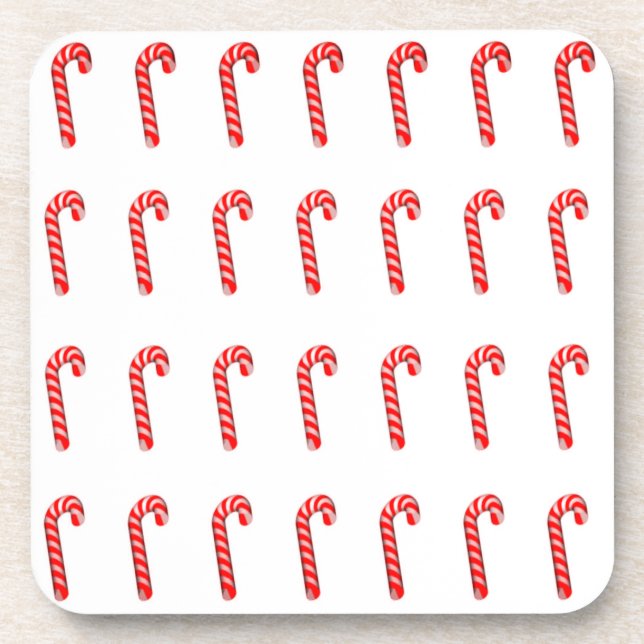 Candy Canes Plastic, Set of 6, Beverage Coasters (Front)