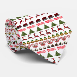 Candy Canes, Puddings And Christmas Trees Pattern, Neck Tie