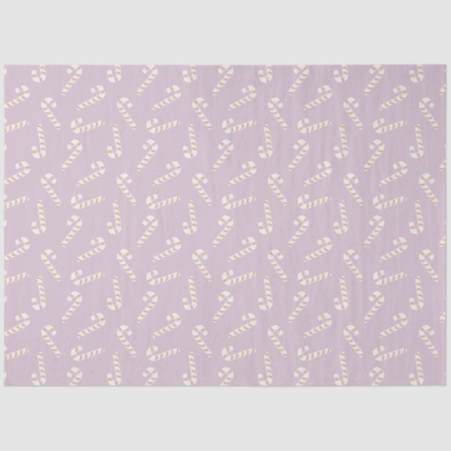 Candy Canes Purple Christmas Tissue Paper (Front)