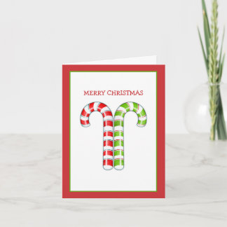 Candy Canes red green Christmas Note Card