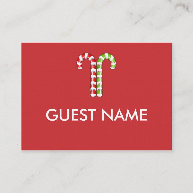 Candy Canes red green Dinner Place Card (Front)