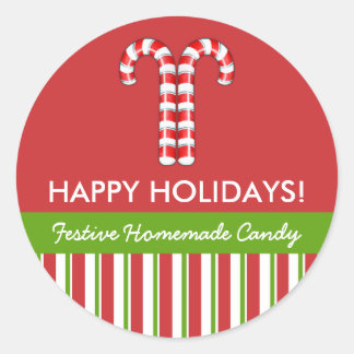 Candy Canes red green Food Jar Label