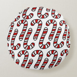 Candy Canes Round Pillow