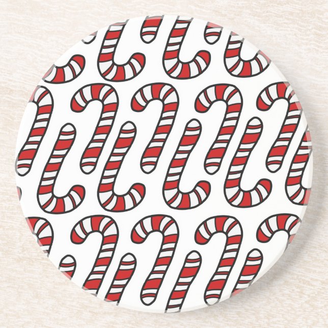 Candy Canes Sandstone Coaster (Front)