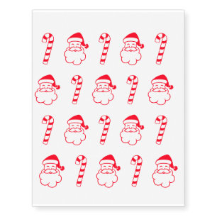 Candy Canes & Santa Claus Christmas Holiday 4Ann Temporary Tattoos
