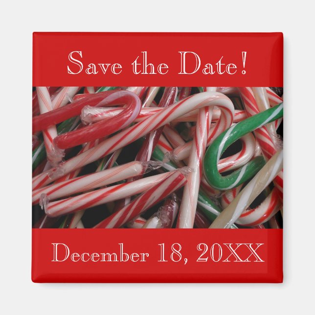 Candy Canes Save the Date Magnet (Front)