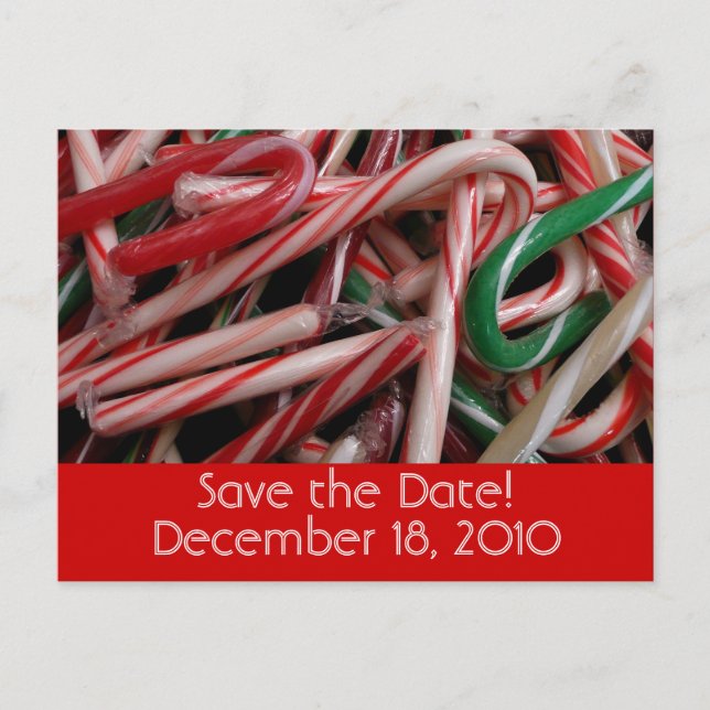 Candy Canes Save the Date Postcard (Front)