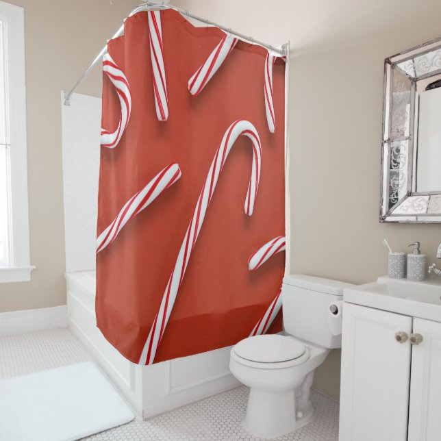 Candy Canes Shower Curtain (In Situ)