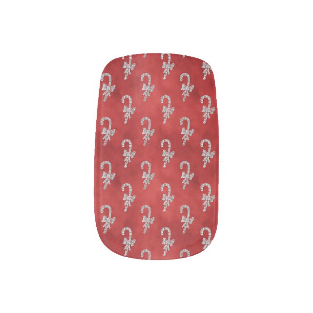 Candy Canes Silver Glitter Red Holiday Elegant Minx Nail Art (Right Thumb)