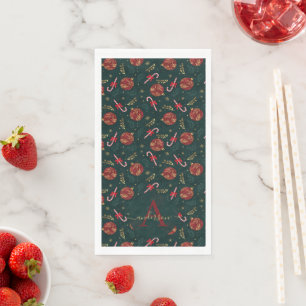 Candy Canes Snowflakes Red Christmas Balls Green Paper Guest Towels