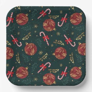 Candy Canes Snowflakes Red Christmas Balls Green