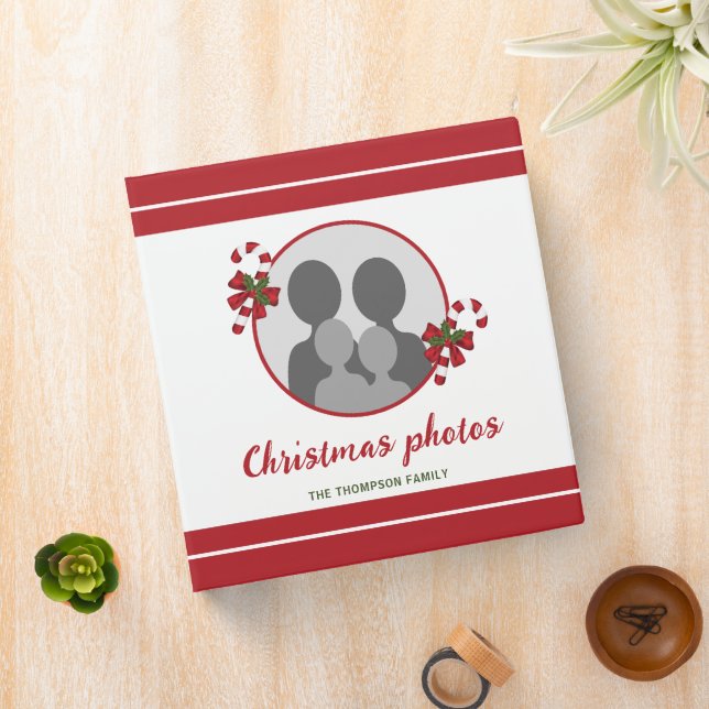 Candy Canes With Custom Photo Template & Text 3 Ring Binder (In Situ)
