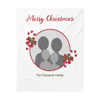 Candy Canes With Custom Photo Template &amp; Text Fleece Blanket