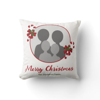 Candy Canes With Custom Photo Templates &amp; Text Throw Pillow