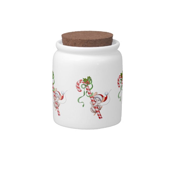 Candy Canes With Mice Cute Candy Jar (Front)