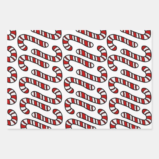 Candy Canes Wrapping Paper Sheets (Front)