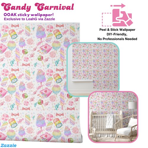 Candy Carnival Kids Sweet Shop Nursery Bedroom  Wallpaper