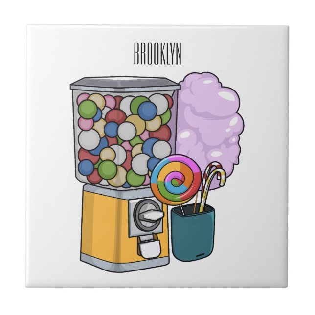 Candy cartoon illustration ceramic tile (Front)