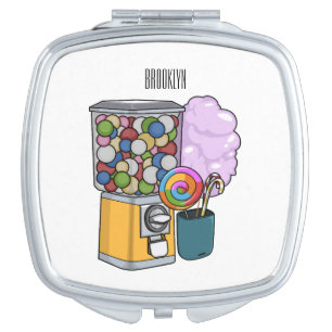 Candy cartoon illustration compact mirror