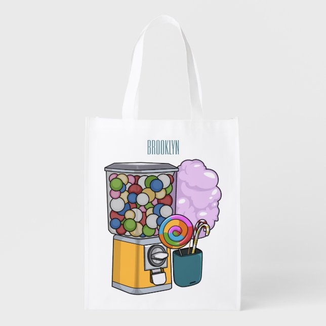 Candy cartoon illustration  grocery bag (Front)